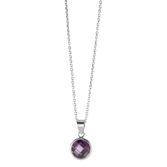 Halskæde med vedhæng Sølv Zirconia violet 40-42 cm Ø8 mm