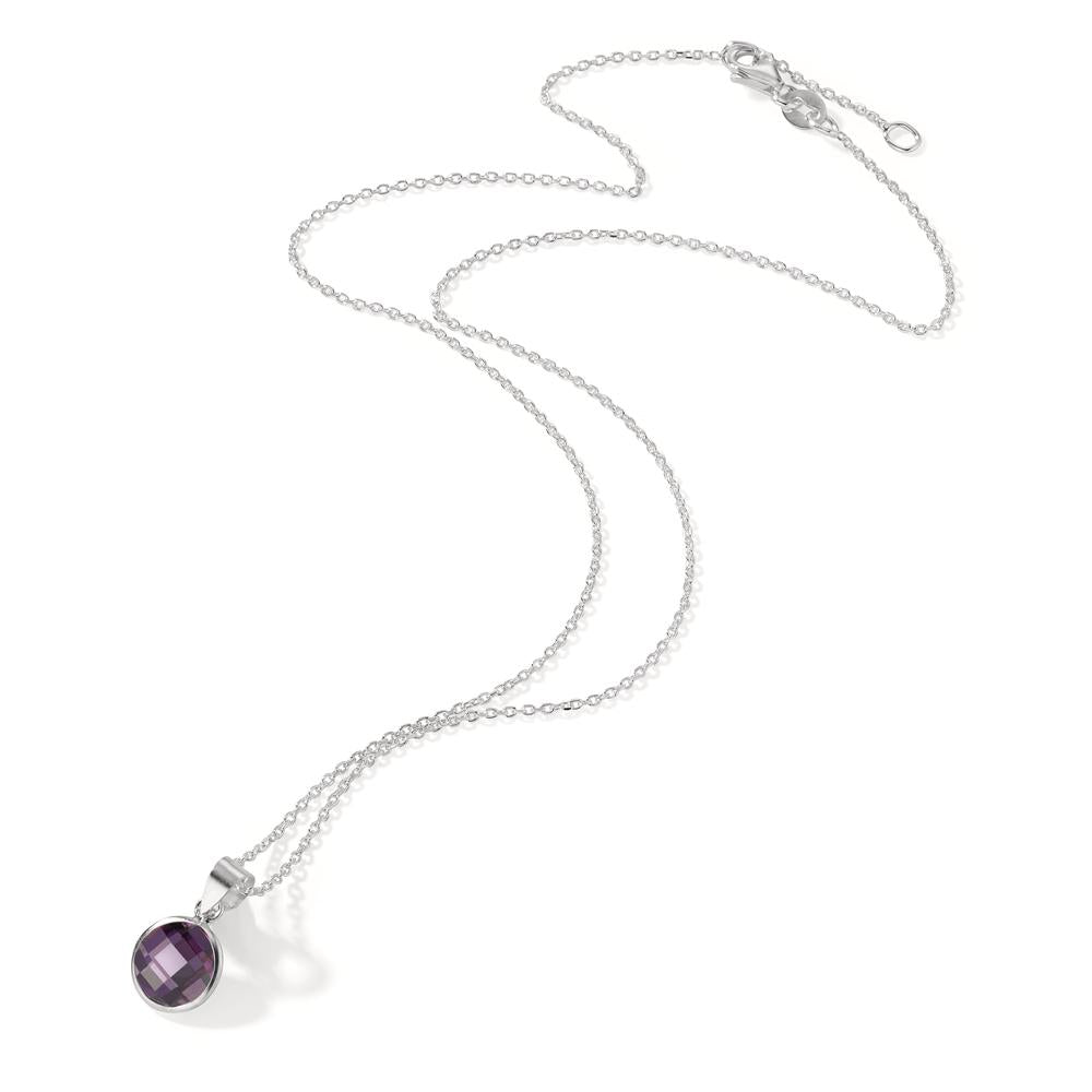 Halskæde med vedhæng Sølv Zirconia violet 40-42 cm Ø8 mm