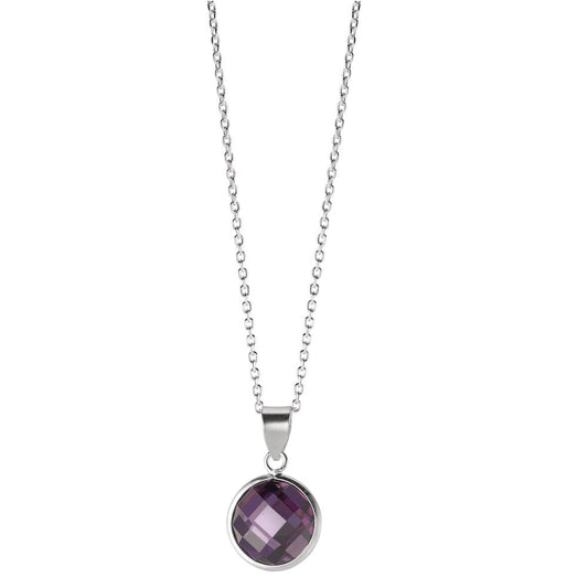 Halskæde med vedhæng Sølv Zirconia violet 40-42 cm Ø10 mm