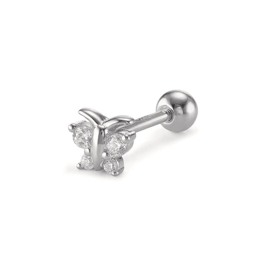 Piercing Sølv Zirconia 4 Sten rhodineret sommerfugl Ø4 mm