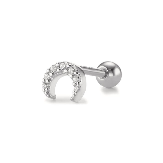 Piercing Sølv Zirconia 7 Sten rhodineret måne Ø5 mm