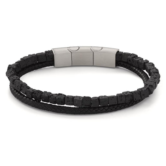 Armbånd Rustfrit stål, Læder Lava 19.5-21 cm