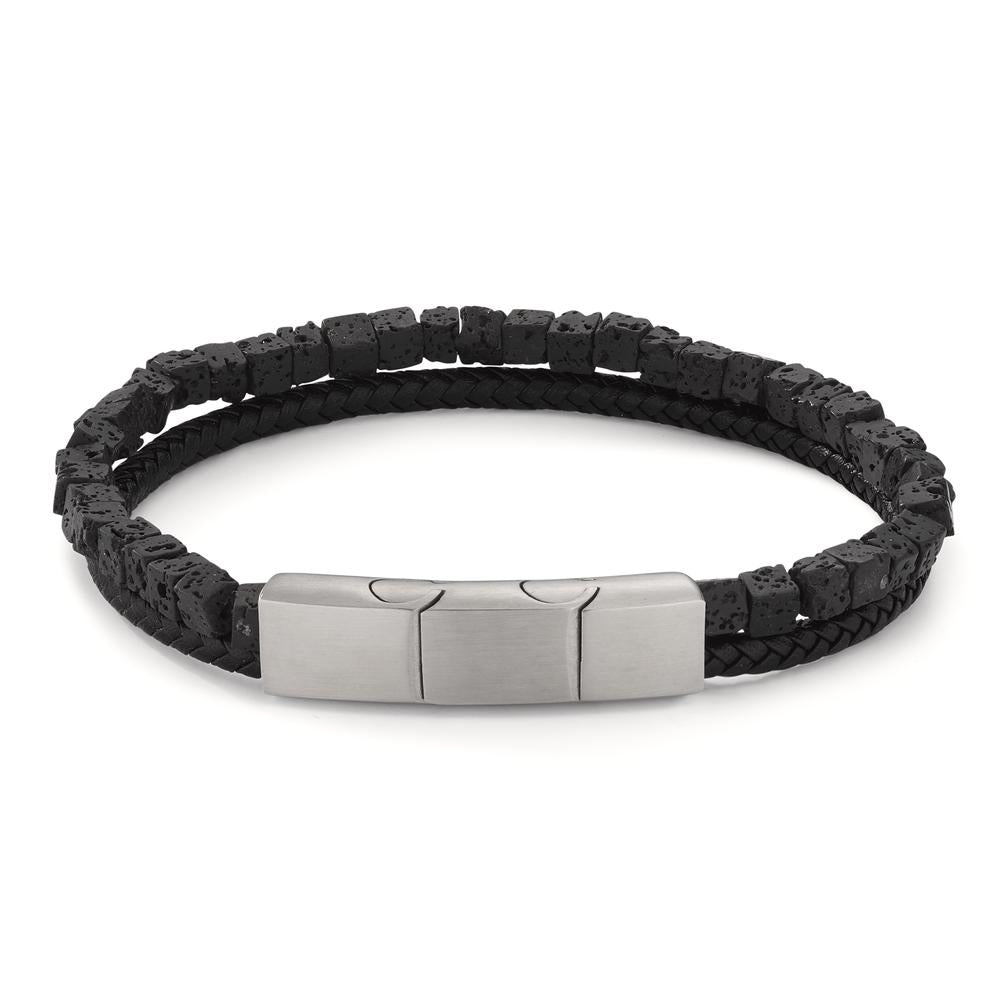 Armbånd Rustfrit stål, Læder Lava 19.5-21 cm