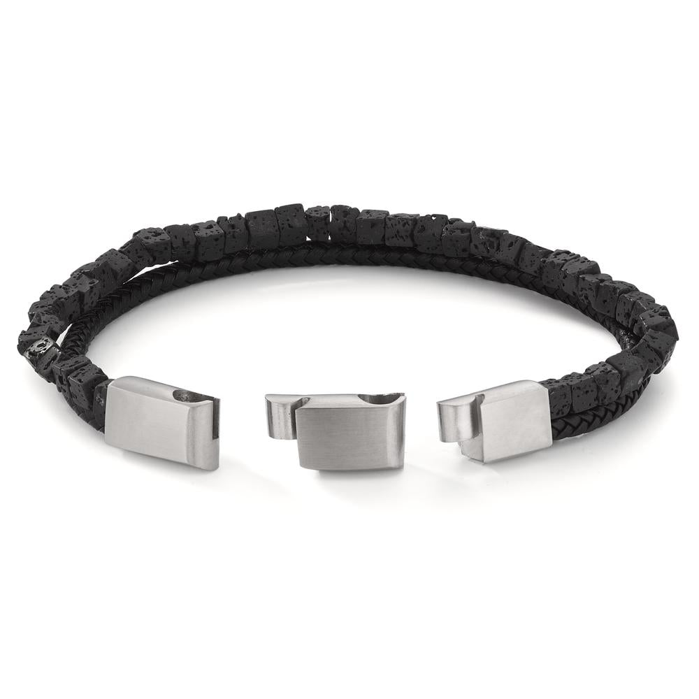 Armbånd Rustfrit stål, Læder Lava 19.5-21 cm