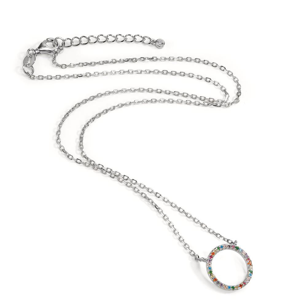 Collier Sølv Zirconia farverig rhodineret 42-45 cm Ø14 mm