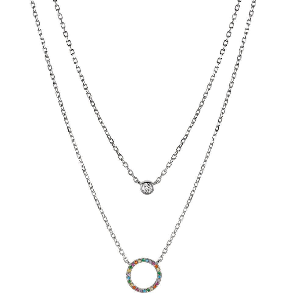 Collier Sølv Zirconia farverig rhodineret 42-45 cm