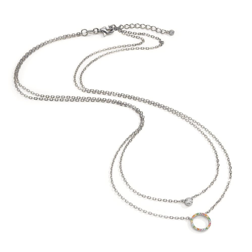 Collier Sølv Zirconia farverig rhodineret 42-45 cm