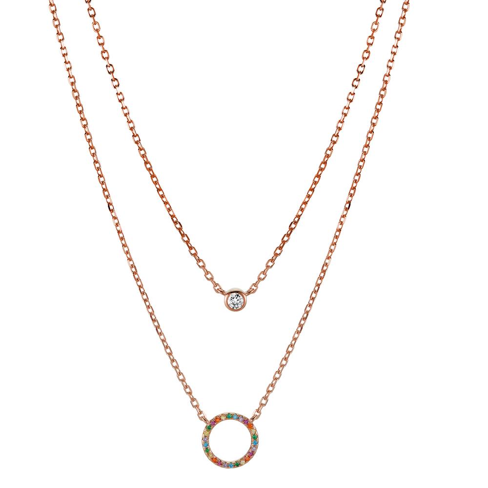 Collier Sølv Zirconia farverig rose forgyldt 42-45 cm