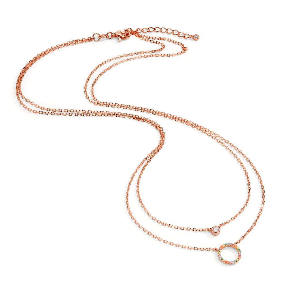 Collier Sølv Zirconia farverig rose forgyldt 42-45 cm