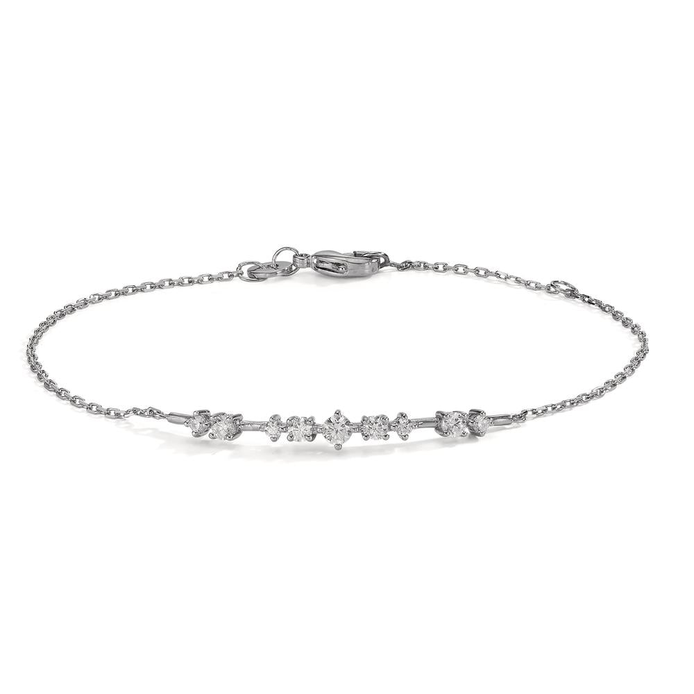 Armbånd Sølv Zirconia 9 Sten rhodineret 16-18 cm