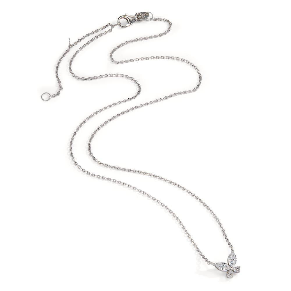 Collier Sølv Zirconia 4 Sten rhodineret sommerfugl 40-45 cm