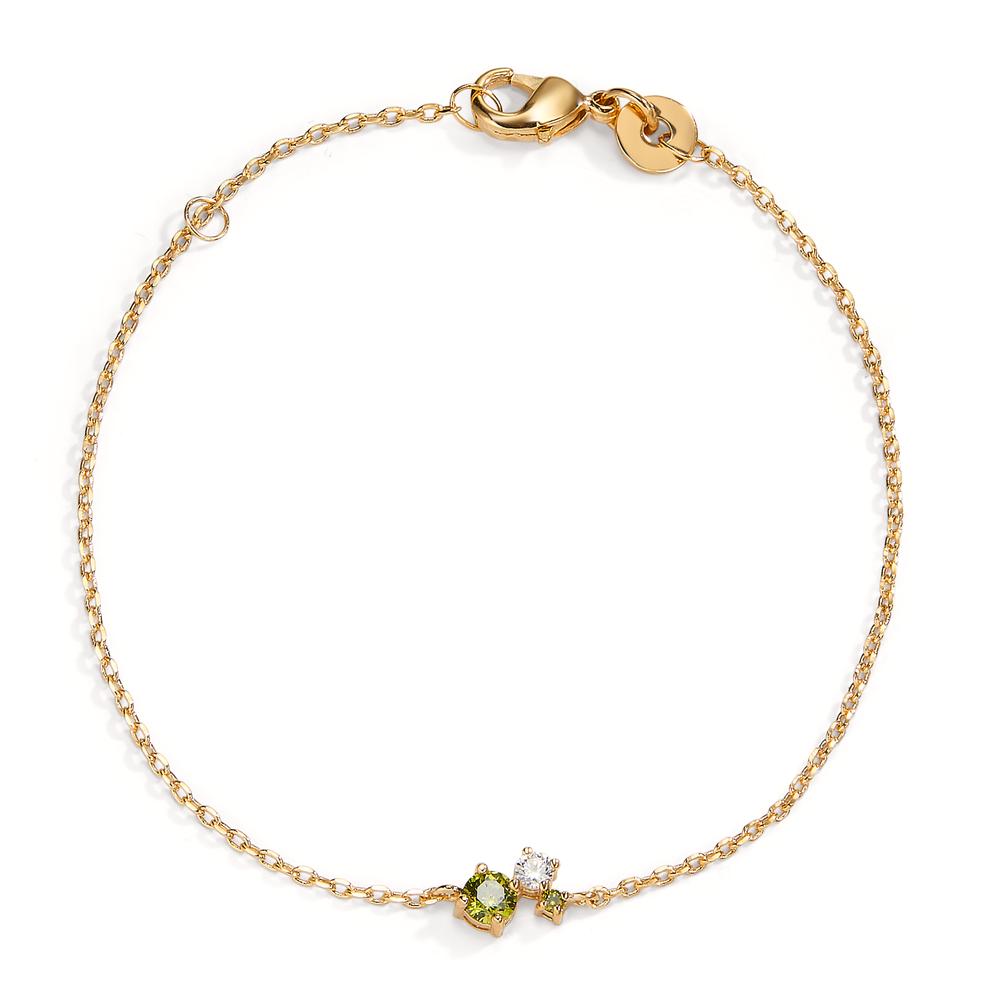 Armbånd Bronze Zirconia grøn , 3 Sten 16-18 cm