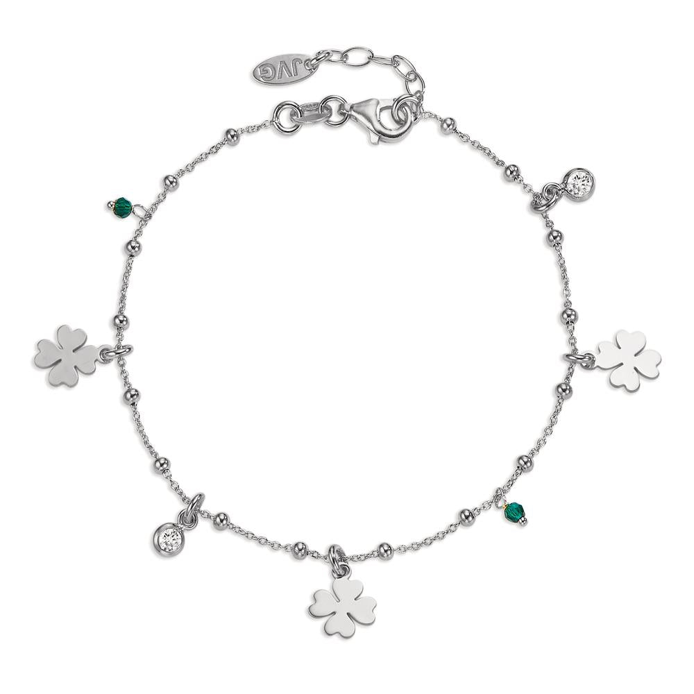 Armbånd Sølv Zirconia 4 Sten rhodineret Shamrock 17-19 cm