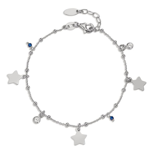 Armbånd Sølv Zirconia 4 Sten rhodineret stjerne 17-19 cm