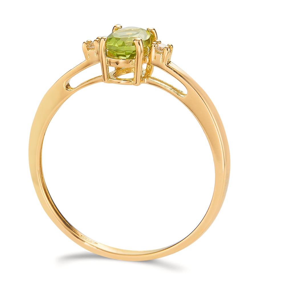 Fingerring 750/18K guld Peridot 0.50 ct, Diamant 0.03 ct, 2 Sten , w-si