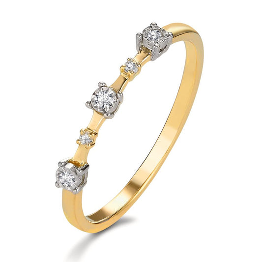 Fingerring 750/18K guld Diamant 0.046 ct, 5 Sten , w-si