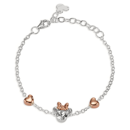 Armbånd Sølv Zirconia hvid , 3 Sten rose tofarvet Hjerte 14-17 cm