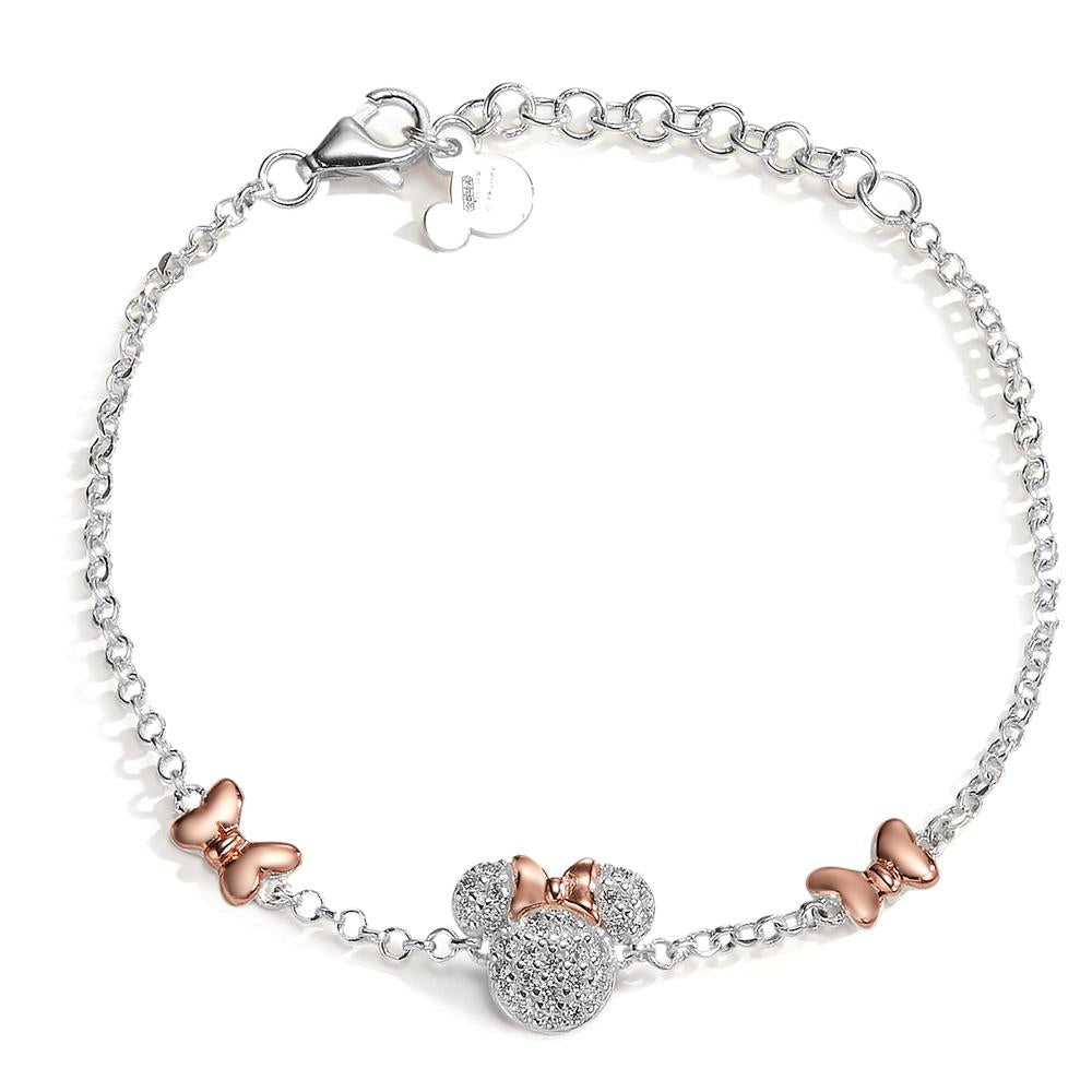 Armbånd Sølv Zirconia hvid rose tofarvet 14-17 cm