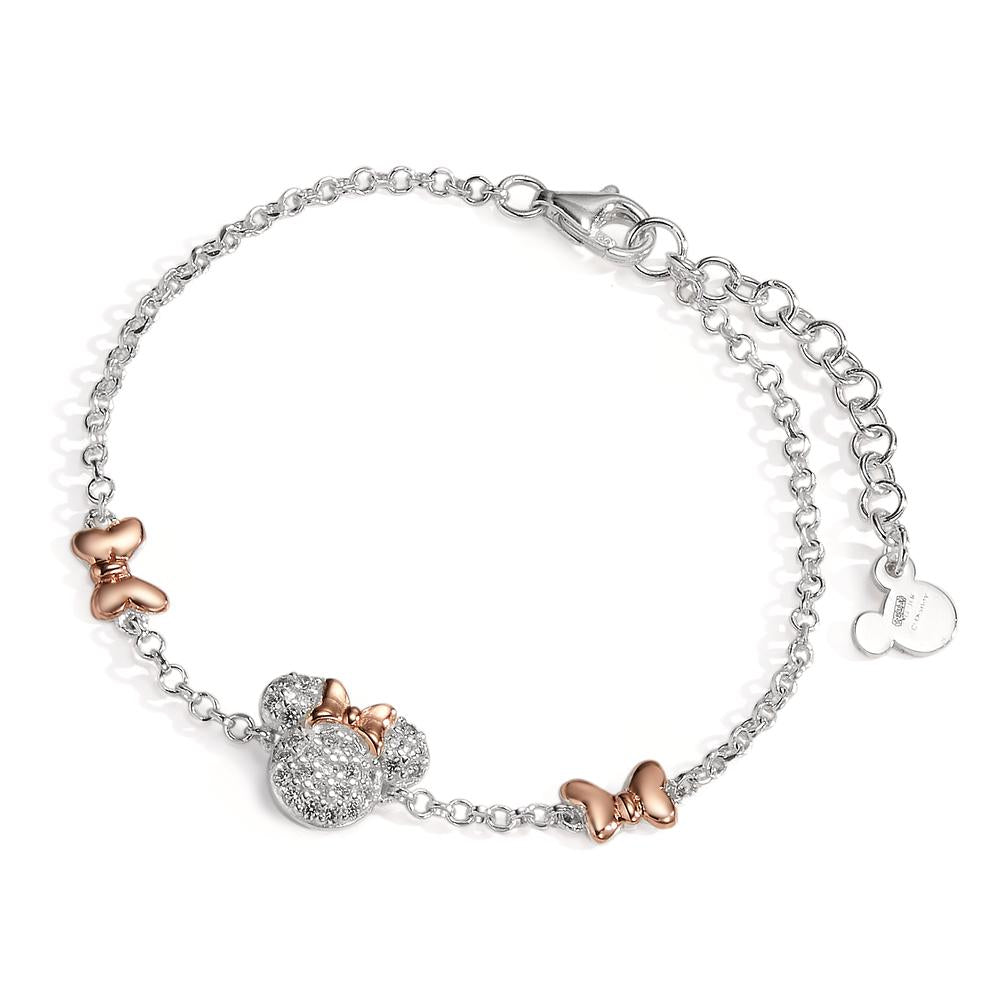 Armbånd Sølv Zirconia hvid rose tofarvet 14-17 cm