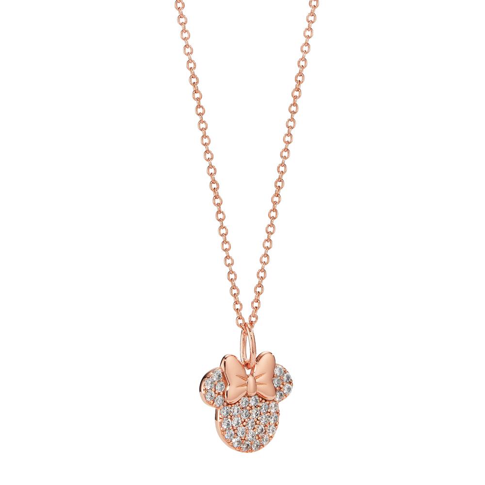 Collier Sølv Zirconia hvid rose forgyldt 35-40 cm