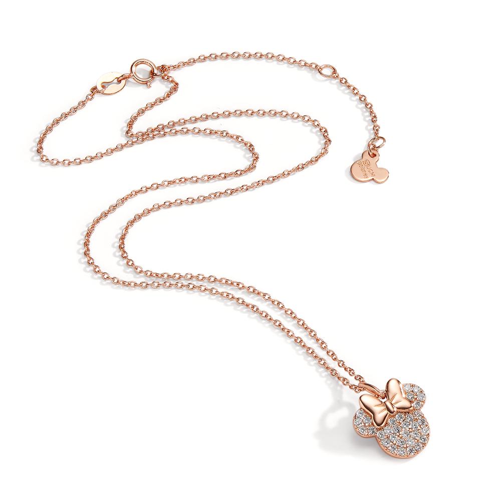 Collier Sølv Zirconia hvid rose forgyldt 35-40 cm