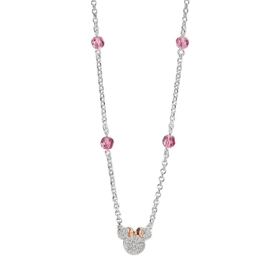 Collier Sølv Zirconia lyserød rose tofarvet 35-40 cm