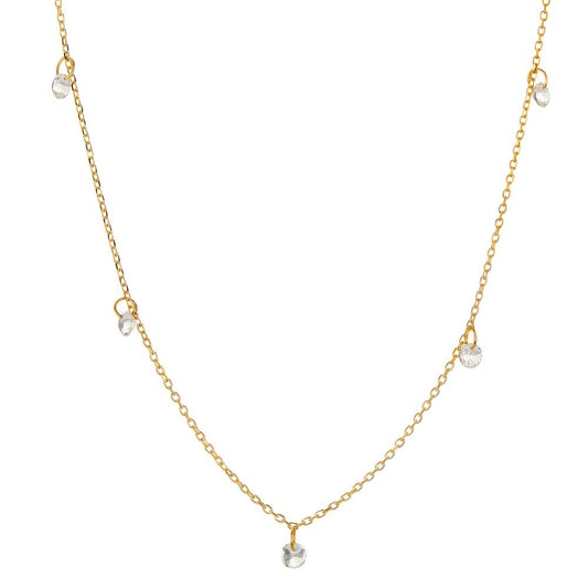 Collier 750/18K guld Topas hvid , 5 Sten 40-42 cm