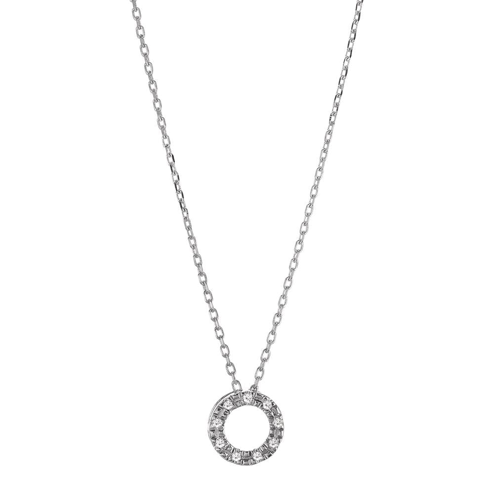 Collier 750/18K hvidguld Diamant 0.018 ct, 9 Sten , w-si 42 cm