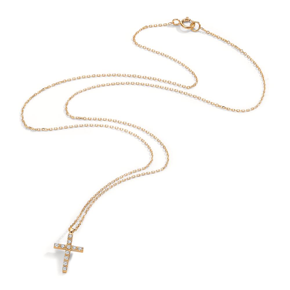 Collier 750/18K guld Diamant 0.06 ct, 11 Sten , w-si Kryds 42 cm