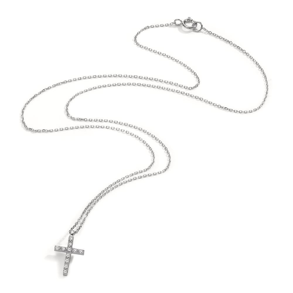 Collier 750/18K hvidguld Diamant 0.06 ct, 11 Sten , w-si Kryds 42 cm