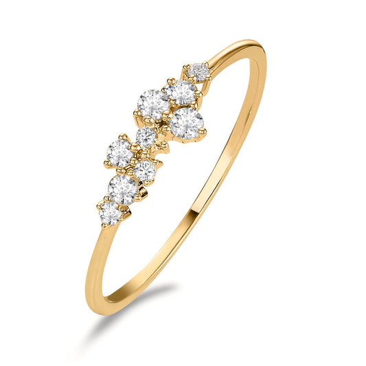 Fingerring 750/18K guld Diamant 0.15 ct, 9 Sten , w-si