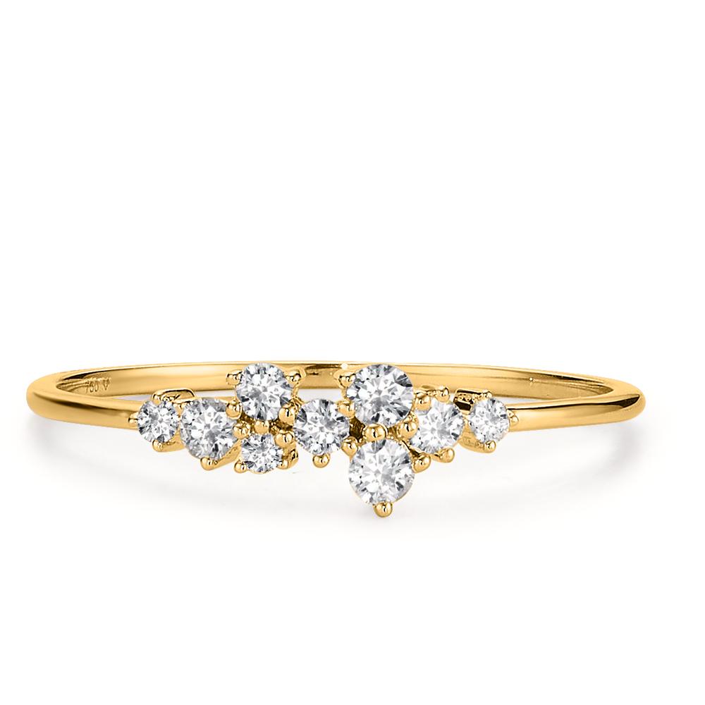 Fingerring 750/18K guld Diamant 0.15 ct, 9 Sten , w-si