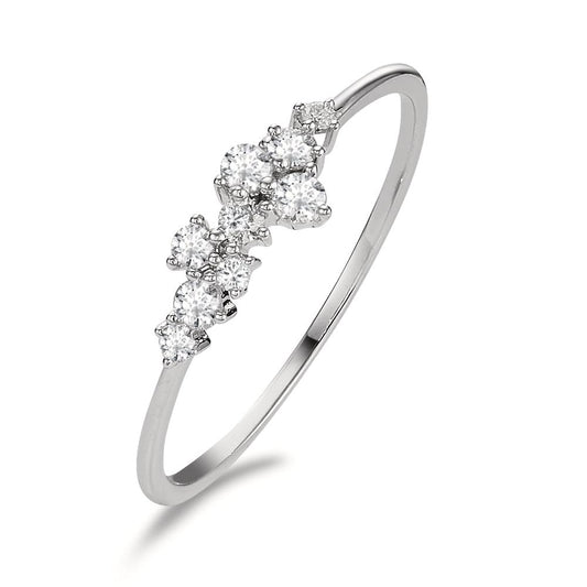 Fingerring 750/18K hvidguld Diamant 0.15 ct, 9 Sten , w-si