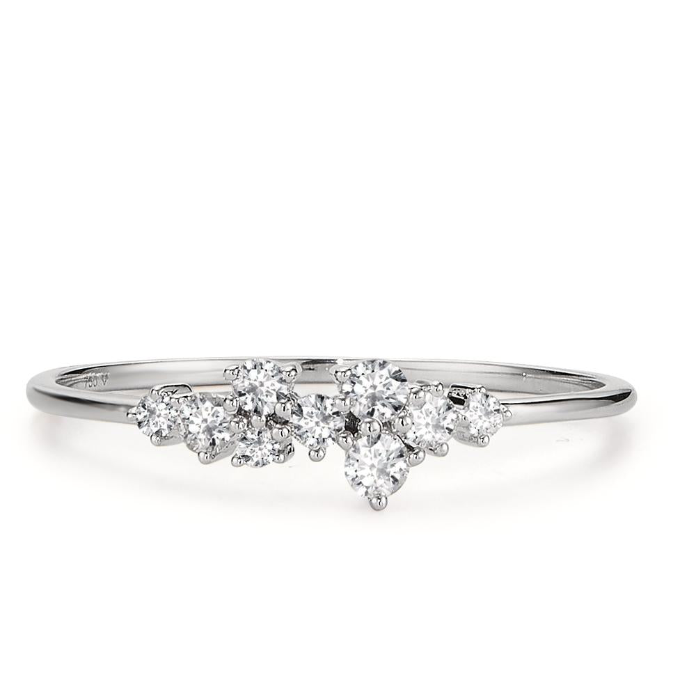 Fingerring 750/18K hvidguld Diamant 0.15 ct, 9 Sten , w-si