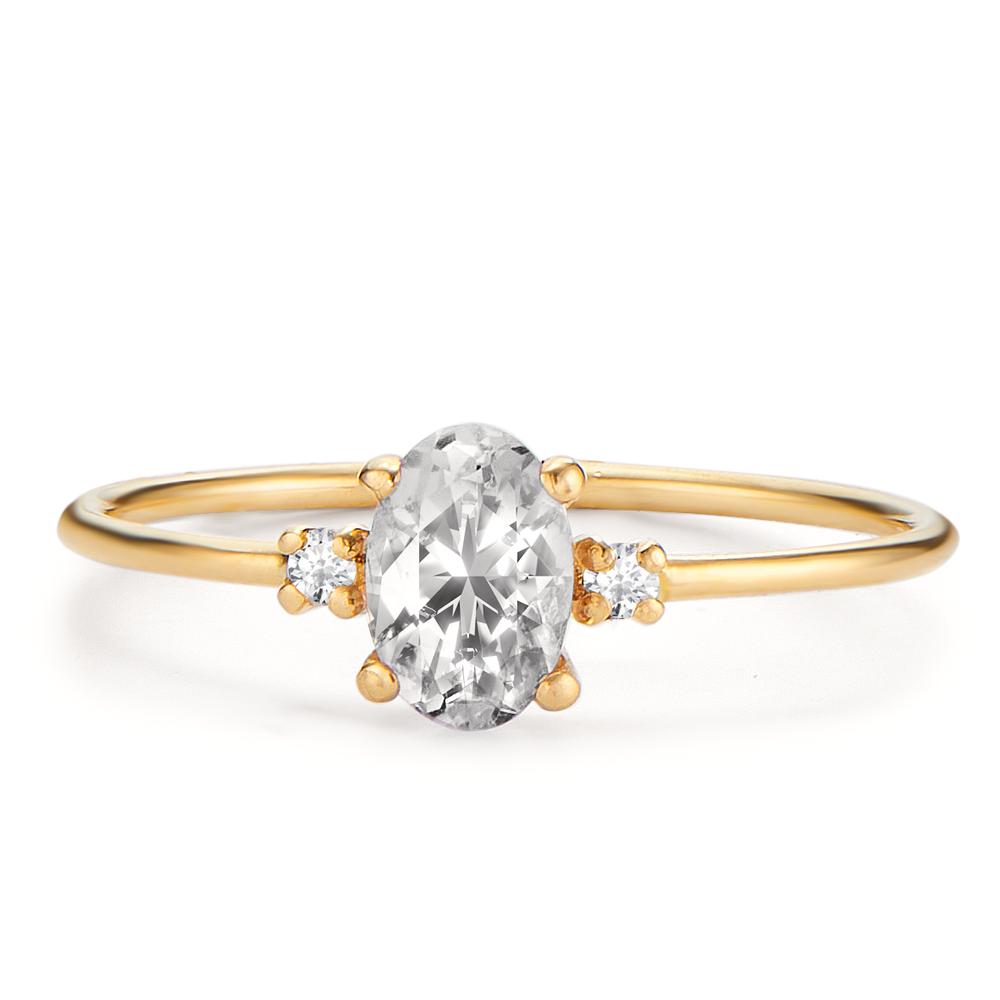 Fingerring 750/18K guld Diamant 0.03 ct, 3 Sten , w-si, Topas hvid