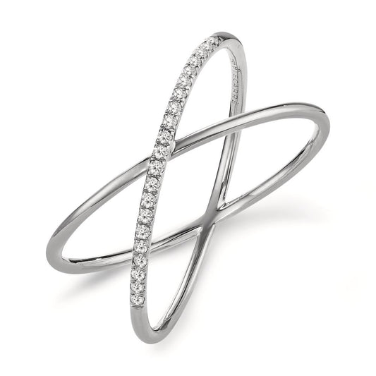 Fingerring 750/18K hvidguld Diamant 0.09 ct, 21 Sten , w-si