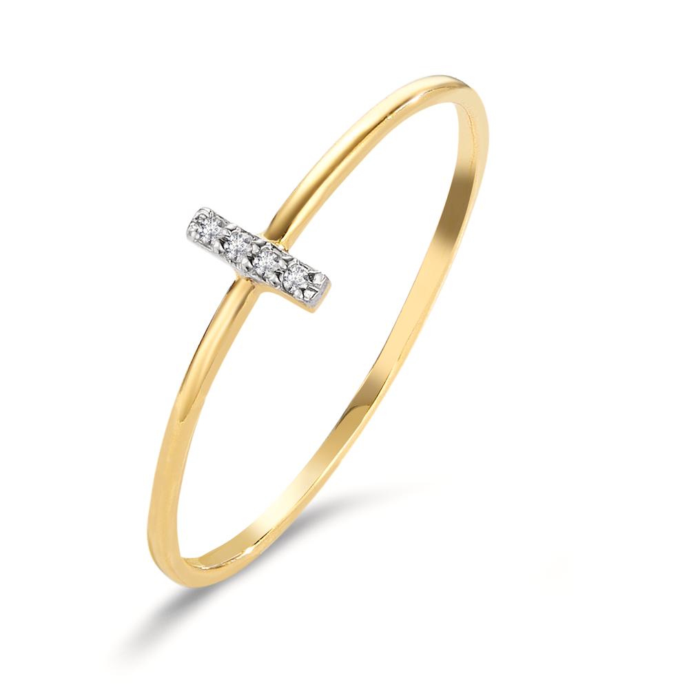 Fingerring 750/18K guld Diamant 0.033 ct, 4 Sten , w-si