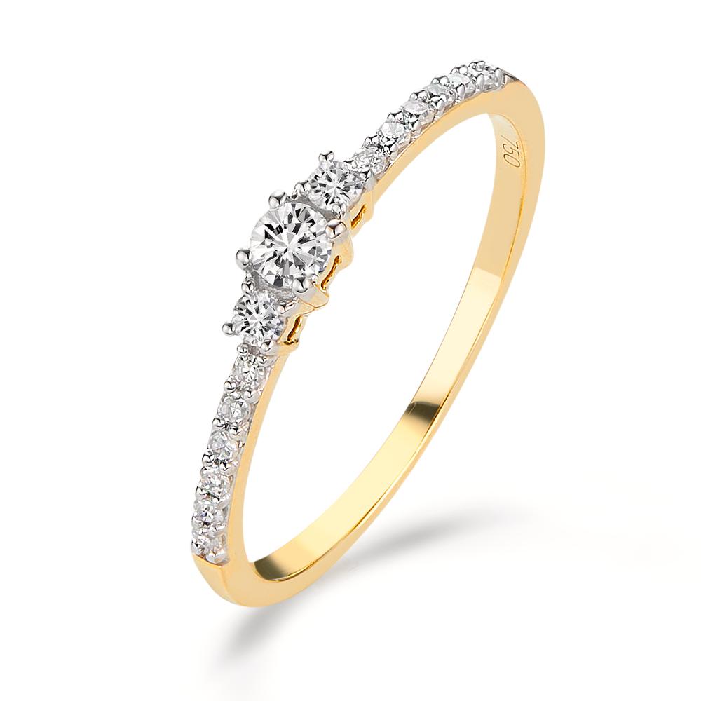 Fingerring 750/18K guld Diamant 0.20 ct, 15 Sten , w-si