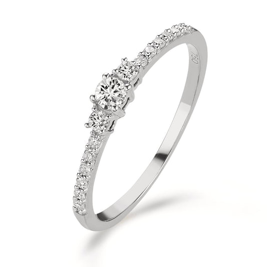 Fingerring 750/18K hvidguld Diamant 0.20 ct, 15 Sten , w-si