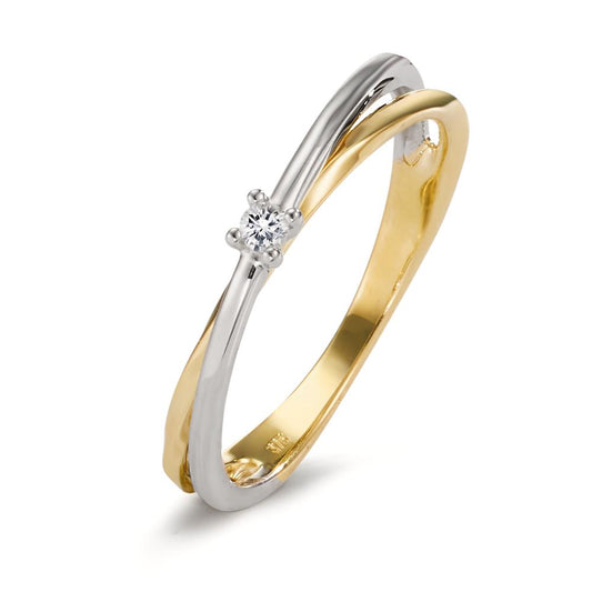 Fingerring 375/9K guld, 375/9K hvidguld Diamant 0.03 ct, w-si