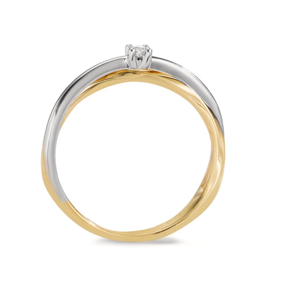 Fingerring 375/9K guld, 375/9K hvidguld Diamant 0.03 ct, w-si