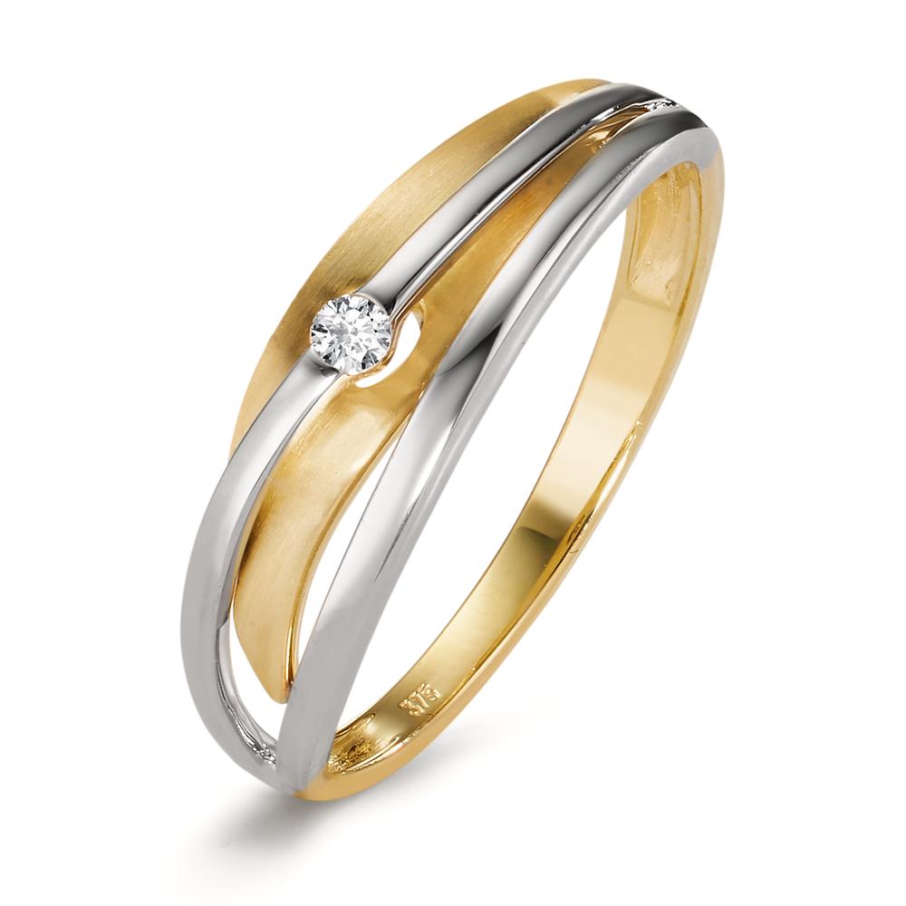 Fingerring 375/9K guld, 375/9K hvidguld Diamant 0.04 ct, w-si