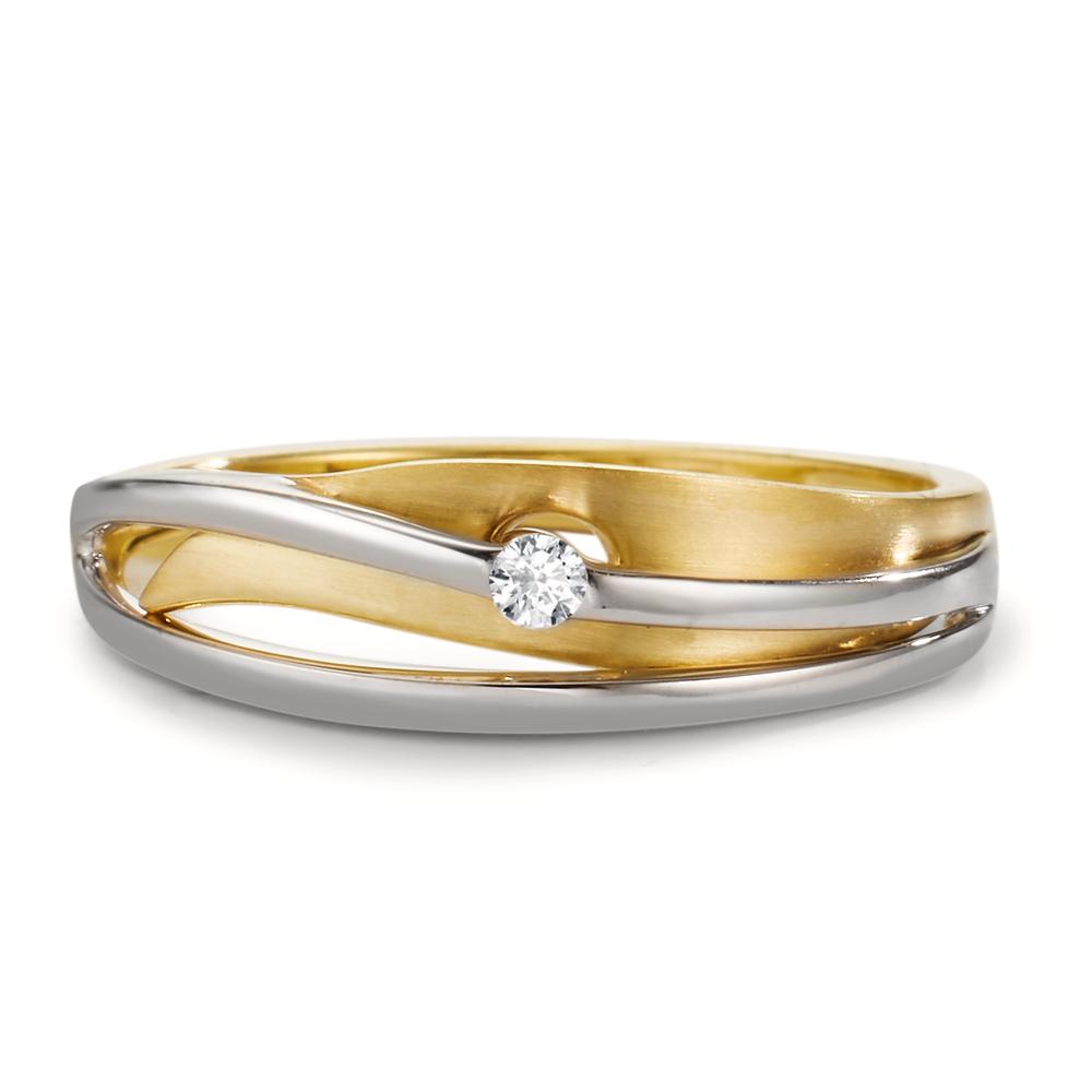 Fingerring 375/9K guld, 375/9K hvidguld Diamant 0.04 ct, w-si