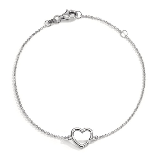 Armbånd 585/14 K hvidguld Diamant 0.01 ct, w-si Hjerte 15.5-18 cm