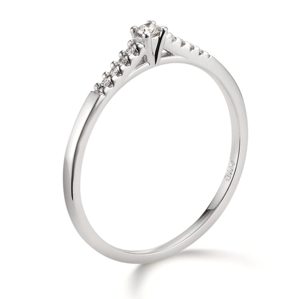 Solitaire ring 750/18K hvidguld Diamant 0.07 ct, 9 Sten , w-si