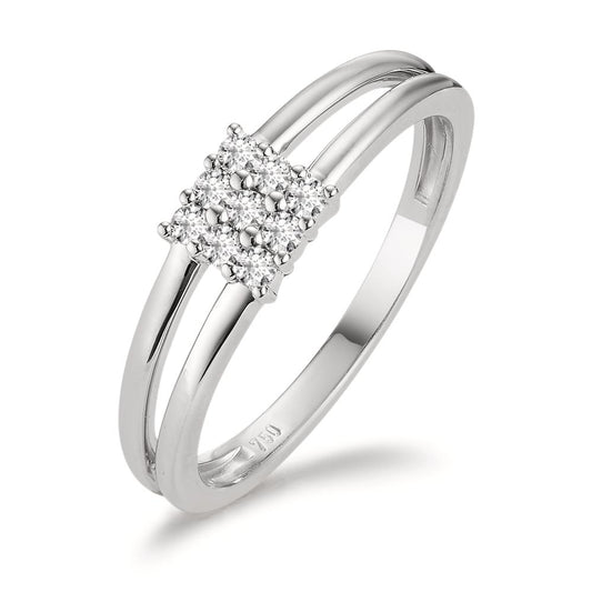 Fingerring 750/18K hvidguld Diamant 0.18 ct, 9 Sten , w-si