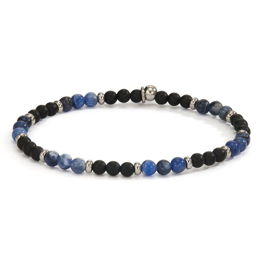 Armbånd Rustfrit stål Sodalit, Onyx 19 cm Ø4.5 mm