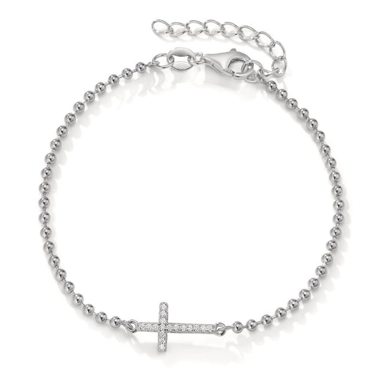 Armbånd Sølv Zirconia 17 Sten rhodineret Kryds 16-19 cm