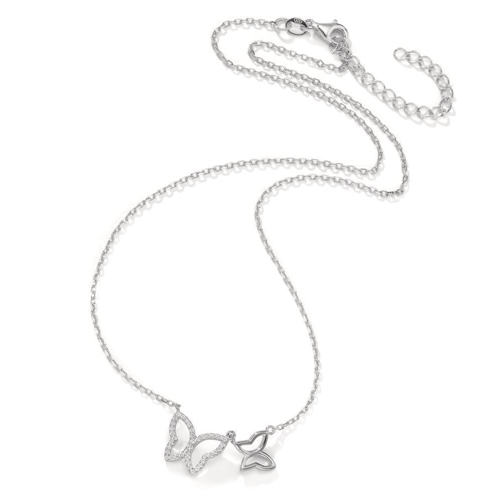 Collier Sølv Zirconia rhodineret sommerfugl 40-45 cm