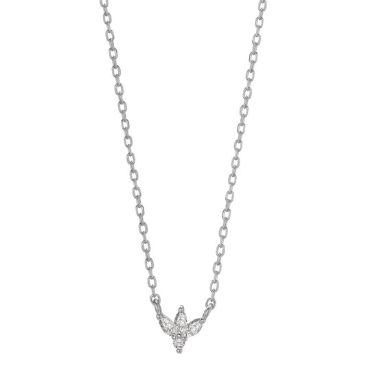 Collier Sølv Zirconia 4 Sten rhodineret 38-42 cm